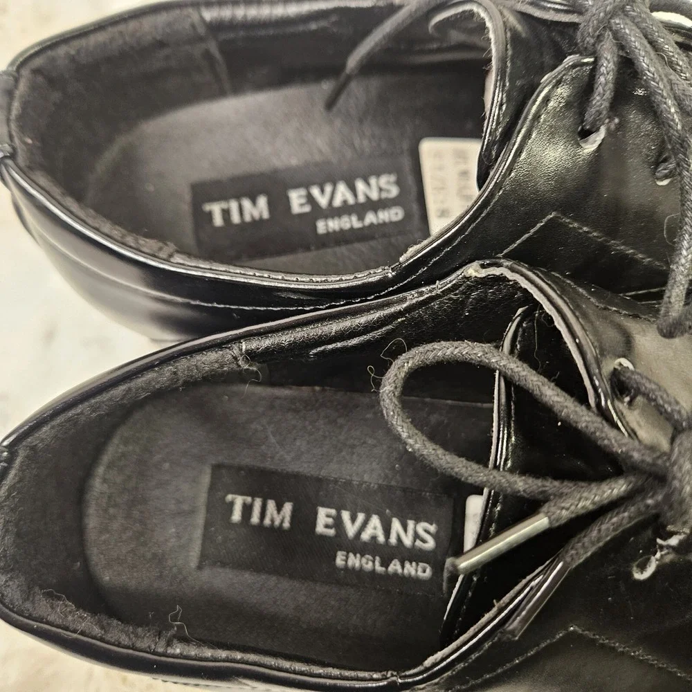 Tim Evans Black Faux Croc Square Toe Dress Shoes 8 Business Dark Acacemia Formal